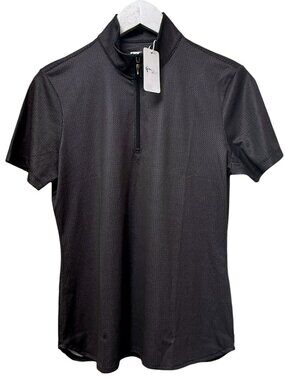 Greg Norman Womens Golf Medium Top 1/4 Zip Performance Black Gray Print NWT